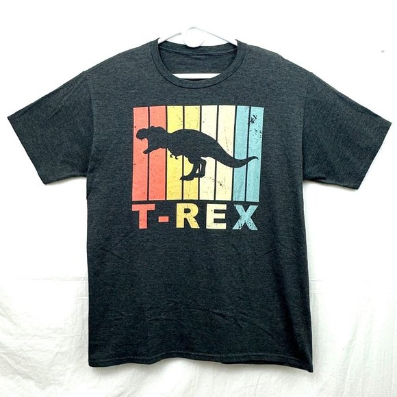 Unknown Other - T-Rex Dinosaur Shadow Vintage Style Unisex T-Shirt Gray (See Measurements)